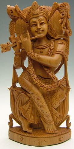 特価高品質インド 木彫★香木 白檀 サンダルウッド★クリシュナ像★H３６．５ｃｍ やや大きめ 仏像